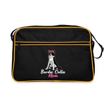 Drôle Border Collie Maman Bandana Design Amoureux des chiens - Sac Retro - noir/or - Devant