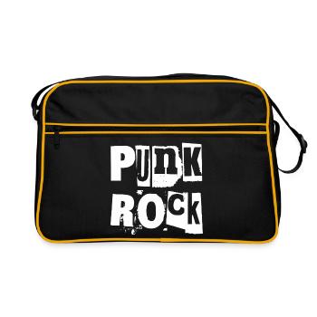 Punkrock Distressed Text Kunst - Retro Tasche - Schwarz/Gold - Vorne