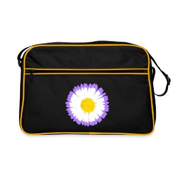 Purple Daisy Bloom with Yellow Core - Retro Bag - black/gold - Front