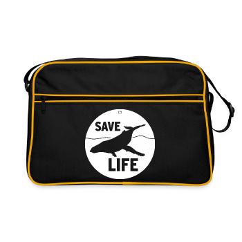 SAVE LIFE - Retro Bag - black/gold - Front