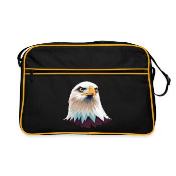 Geometric Eagle Head Illustration - Retro Bag - black/gold - Front