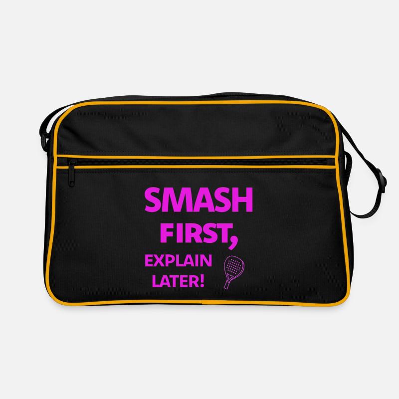 Smash First, Explain Later Padelspruch Retro Bag