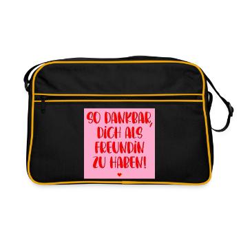 DANKBAR FREUNDSCHAFT HERZ - Retro Tasche - Schwarz/Gold - Vorne