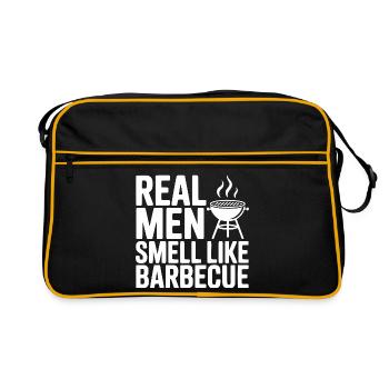 Echte Männer riechen nach Barbecue - Retro Tasche - Schwarz/Gold - Vorne