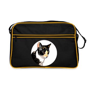 Cat Portrait Circle Contrast - Retro Bag - black/gold - Front