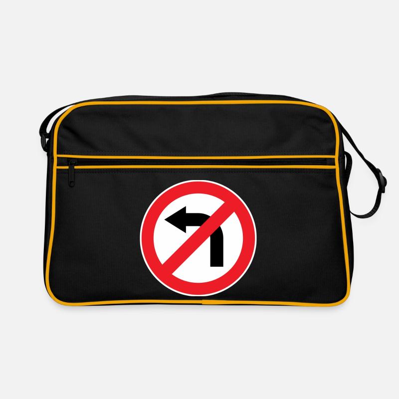 Links abbiegen verboten, Verkehrszeichen Retro Tasche