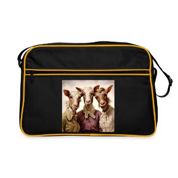 Trio rétro de chèvres dans le style vintage - Sac Retro - noir/or - Devant