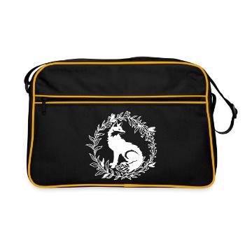 Renard des forêts dans une couronne de feuilles - Sac Retro - noir/or - Devant