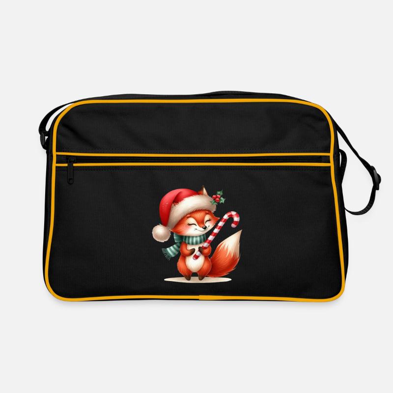 Festive Fox with Candy Cane Retro Bag