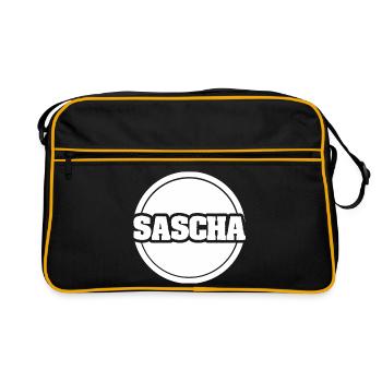 Vorname Sascha - Retro Tasche - Schwarz/Gold - Vorne