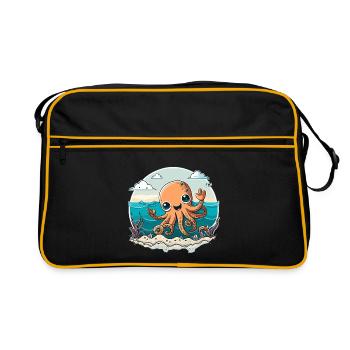 Calmar heureux sur la plage - Sac Retro - noir/or - Devant