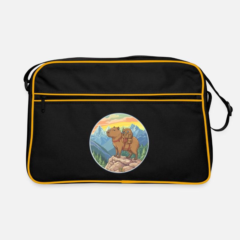 Niedliche Kapybara Wandern, Camping Bergabenteuer Retro Tasche