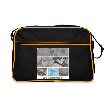 Collage Natural Look - Heart Shaped Stones - Retro Bag - black/gold - Front