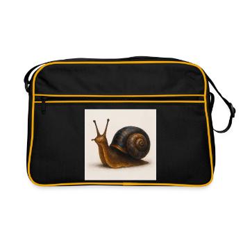 Snail with blue shimmer shell - Retro Bag - black/gold - Front