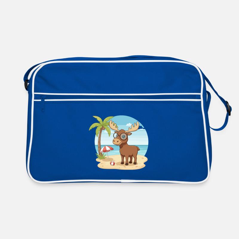 Süßer Elch mit Brille Strandsommerurlaub Retro Tasche