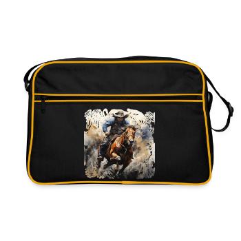 Style de peinture dynamique du Wild West Rider - Sac Retro - noir/or - Devant