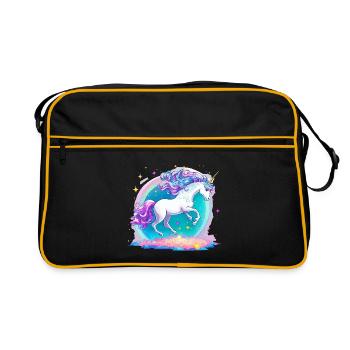 Unicorn Galaxy Neon - Retro Bag - black/gold - Front