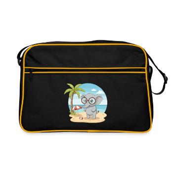 Beau éléphant mignon avec des lunettes vacances d’été sur la plage - Sac Retro - noir/or - Devant