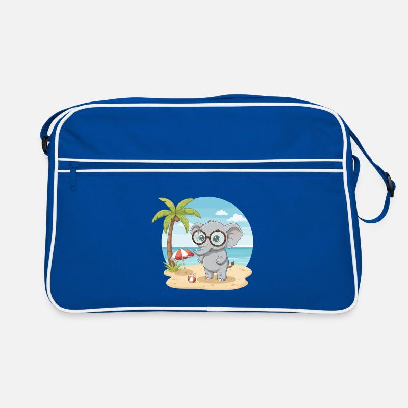 Süßer Elefant mit Brille Strandsommerurlaub Retro Tasche