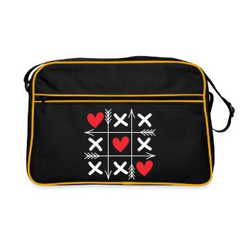 Tic-Tac-Toe-Herzen Süße Passende Paare Valentinstag - Retro Tasche - Schwarz/Gold - Vorne