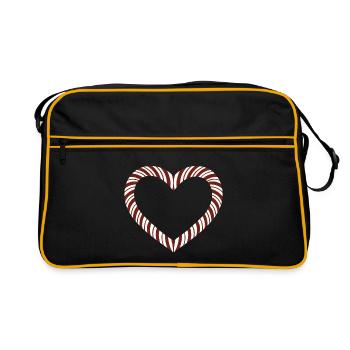 Candy Cane Heart - Retro Bag - black/gold - Front