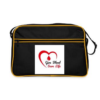 Herz-Emblem zur Blutspende - Retro Tasche - Schwarz/Gold - Vorne