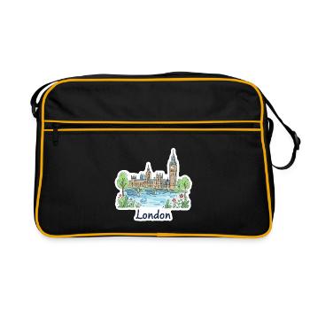 Illustrations du pont parlementaire Big Ben Skyline de Londres - Sac Retro - noir/or - Devant