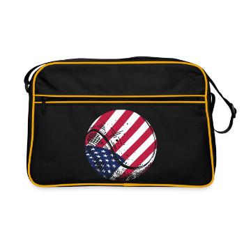 Patriotic Tennis Ball American Flag Sports Fan Gif - Retro Bag - black/gold - Front