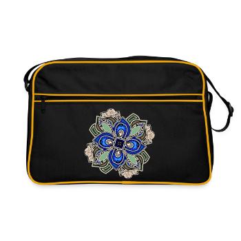 Teal Extravagant Mandala Flower - Retro Bag - black/gold - Front
