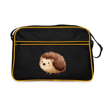 Cute Hedgehog – Childish and Charming Drawing - Retro Bag - black/gold - Front