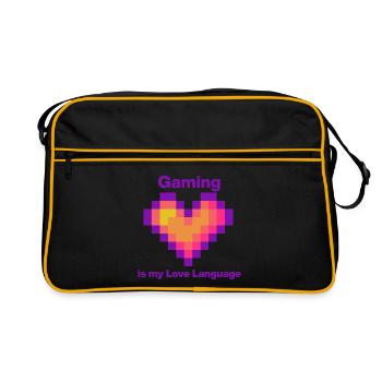 Le jeu vidéo est mon cœur de langage de l’amour, gamer - Sac Retro - noir/or - Devant