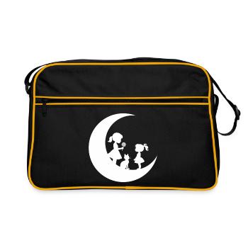 Girl Flower Cat on the Moon Silhouette - Retro Bag - black/gold - Front