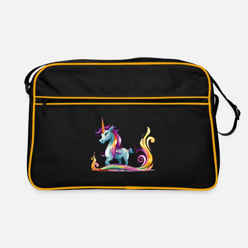 Regenbogen-Einhorn Farbströme Retro Tasche