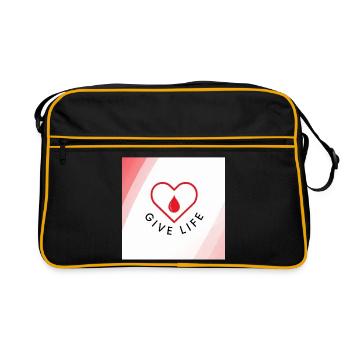 Donner la vie : Cœur de donneur de sang - Sac Retro - noir/or - Devant