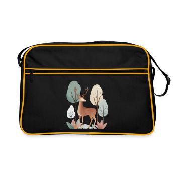 Cerf en forêt – Animal calme et nature - Sac Retro - noir/or - Devant