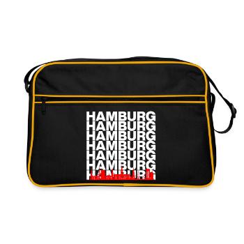HAMBURG SKYLINE SILHOUETTE! - Retro Tasche - Schwarz/Gold - Vorne