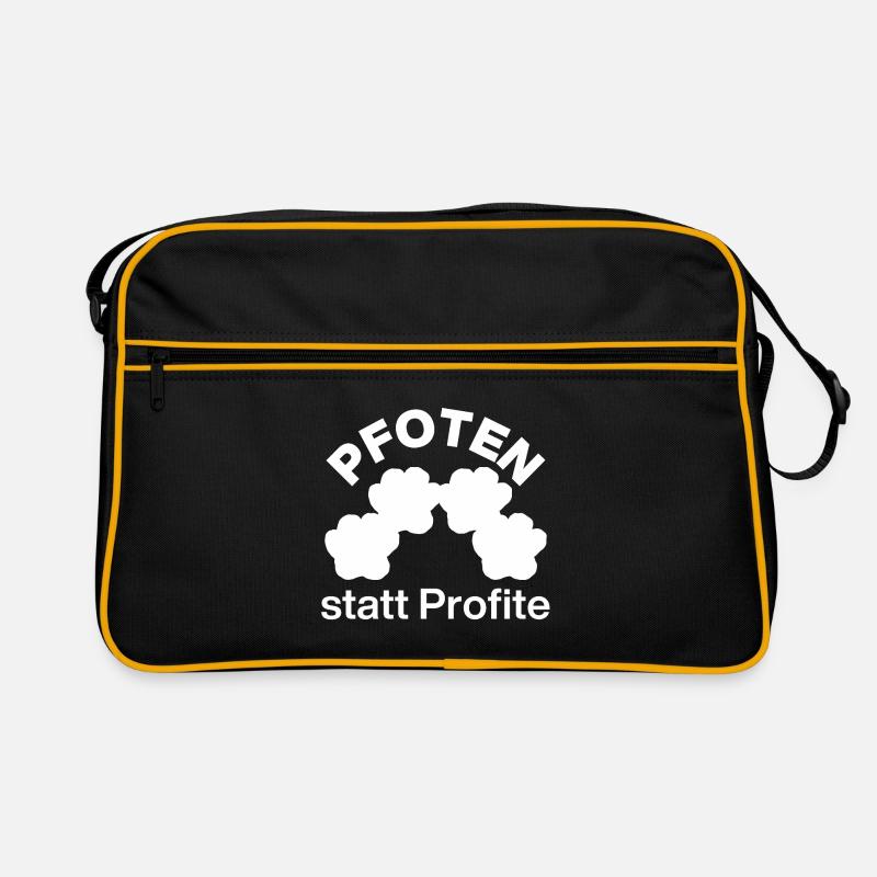 PFOTEN STATT PROFITE, TIERSCHUTZ! ADOPT DONT SHOP - Retro Tasche - Schwarz/Gold