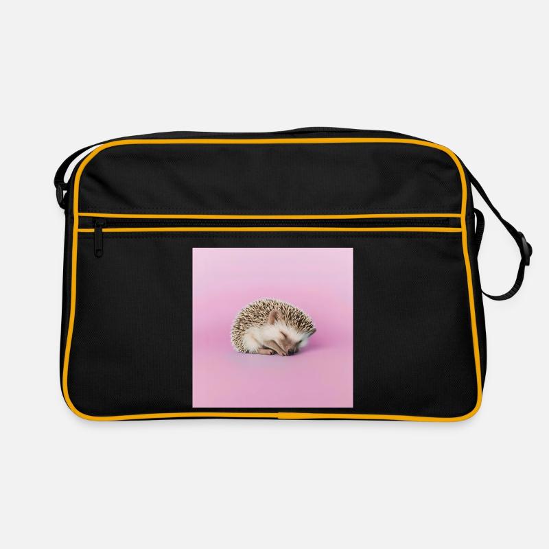 Sleeping hedgehog on pasty pink background Retro Bag
