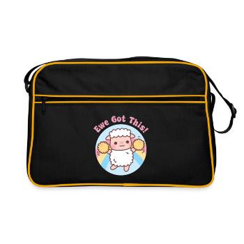 Süßes Schaf-Schaf hat dieses lustige motivierende Wortspiel bekommen - Retro Tasche - Schwarz/Gold - Vorne
