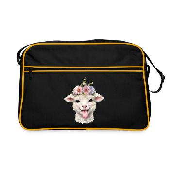Sheep Flower Crown Cheerful - Retro Bag - black/gold - Front