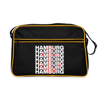 HAMBURG LIEBE HH HAFENPOWER ANKER NORDDEUTSCH - Retro Tasche - Schwarz/Gold - Vorne
