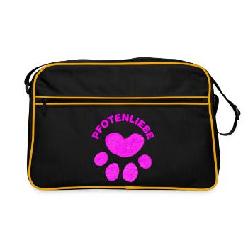 PFOTENLIEBE! TIERLIEBE PETLOVE HUNDELIEBE CATLOVER - Retro Tasche - Schwarz/Gold - Vorne