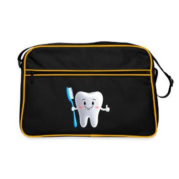 Dent souriante avec une brosse à dents - Sac Retro - noir/or - Devant