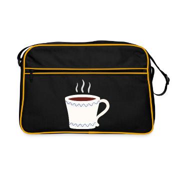 Steaming Mug with Blue Wave Trim - Retro Bag - black/gold - Front