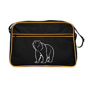 Silhouette d’ours minimaliste et logo symbolique - Sac Retro - noir/or - Devant