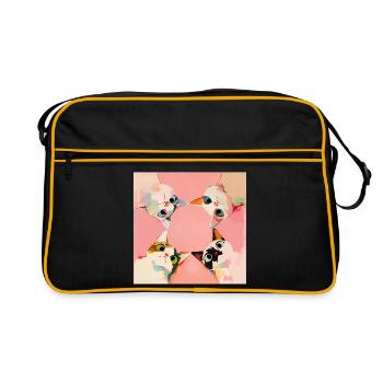 Four cats in a circle | Pastel Kawaii Motif - Retro Bag - black/gold - Front