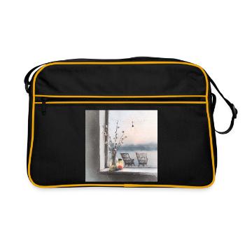 Un endroit calme au bord de l'eau - Sac Retro - noir/or - Devant