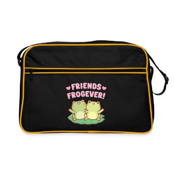 Cute Frogs Friends Frogever Besties - Retro Bag - black/gold - Front