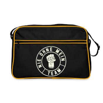  Mein Team Fist Emblem - Retro Tasche - Schwarz/Gold - Vorne