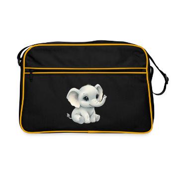 Petit éléphant dans le style aquarelle - Sac Retro - noir/or - Devant